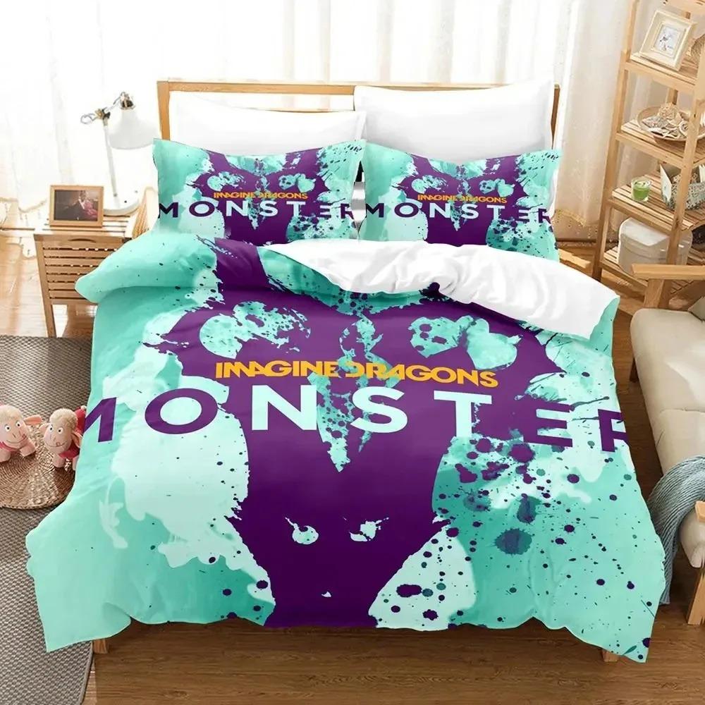 3D Print Imagine Dragons Album Cover Bedding Set Duvet Cover Bed Set Quilt Cover Pillowcase Comforter king Queen Size Boys Adult