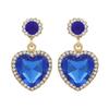 Heart Shape Alloy Earrings With Colorful Crystals For Women Spring Fashion