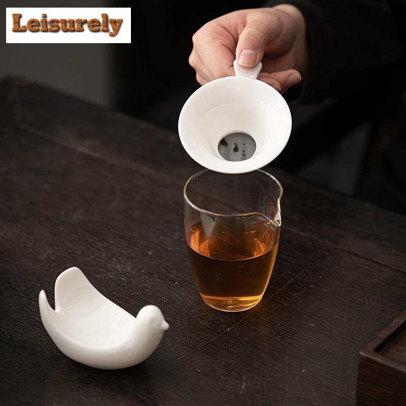 Dehua Sheep Fat Jade White Porcelain Tea Infusor Zen Penguin Tea Strainer Tea Maker Tea Filter Tea Services Supplies Decoration