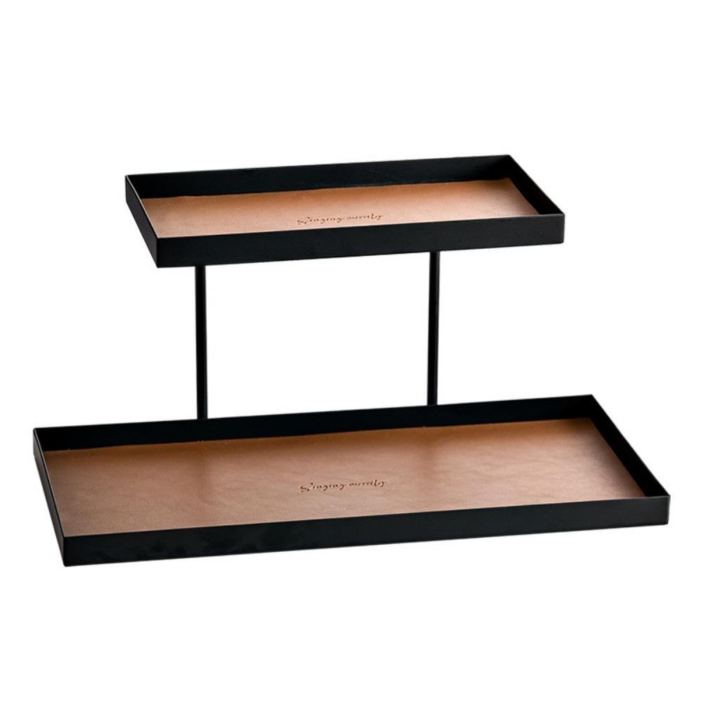 Large Capacity Double Layer Vanity Tray Rectangular Cosmetics Storage Rack Dresser Tray  Entryway