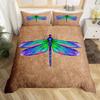 Boho Dragonfly King Queen Duvet Cover Cute Flower Love Heart Bedding Set Watercolor Floral Rustic Style Polyester Quilt Cover