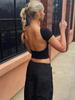 Women's O-neck Backless T-shirt Short Sleeve Solid Color Crop Top Summer Cute Baby Tee Y2k Clothes Bodycon Tunics Fashion Tank