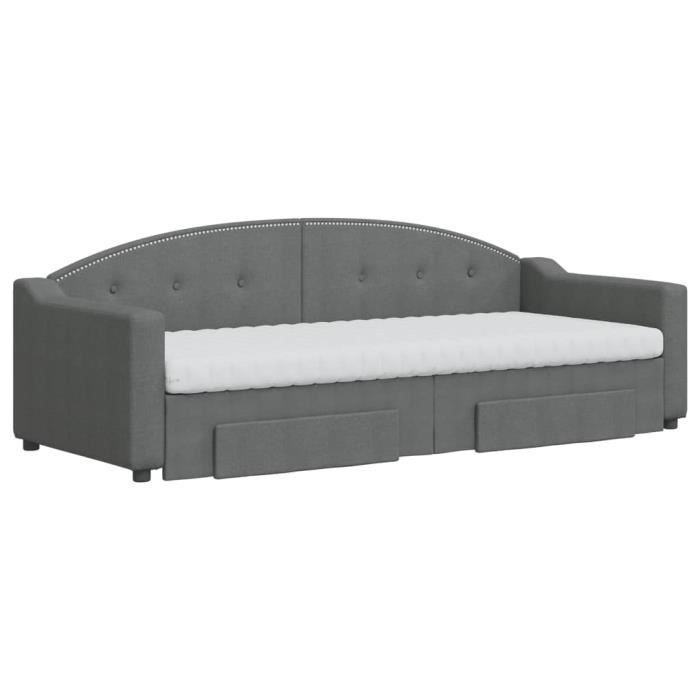 VidaXL Daybed with Trundle and Drawers Dark Grey 80x200 Cm Fabric 3197580