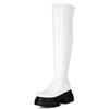 Platformové dámské kozačky nad koleno 2025 Nové punkové podpatky Kozačky nad koleno Černá Červená Bílá Dlouhá obuv Boty Dámské Velká velikost