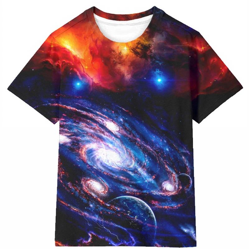 T-shirt une pièce pour enfants, motif ciel étoilé, pour garçons de 9 à 12 ans, à la mode, motif cosmique 3D, pour l'été