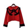Autumn and winter new small short knitted double-sided cardigan design sense niche contrasting color sweater jacket women