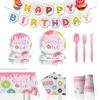 New Donuts Party Supplies Birthday Decorations Cutlery Paper Plates Tissue Tablecloths Banners Party Supplies