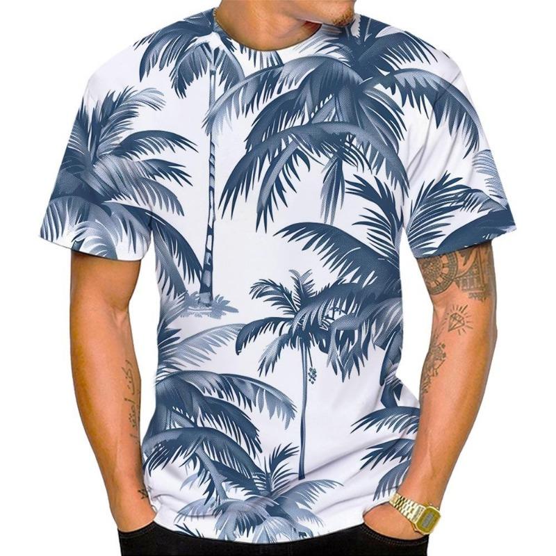 New Resort Style Casual Fashion and Comfort Round Neck Men's 3D Printed T-shirt Top Summer