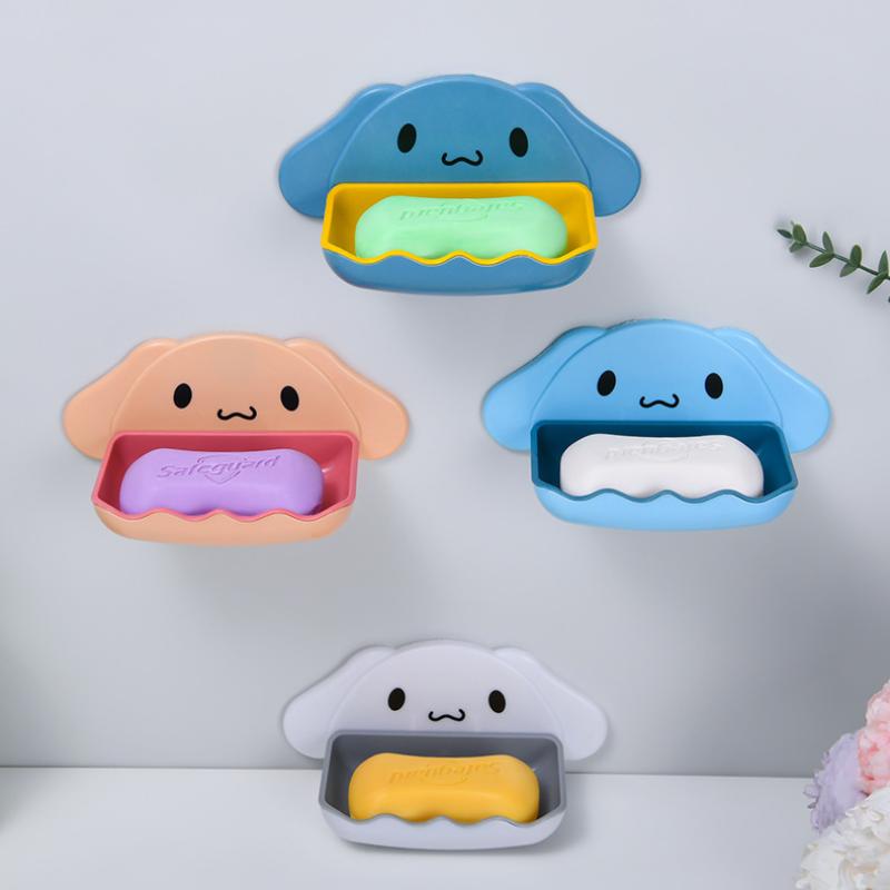 Sanrio Cartoon Whale Shaped Soap Dish Wall Mounted Double Layer Storage Rack For Bathroom Sink Countertop Organization