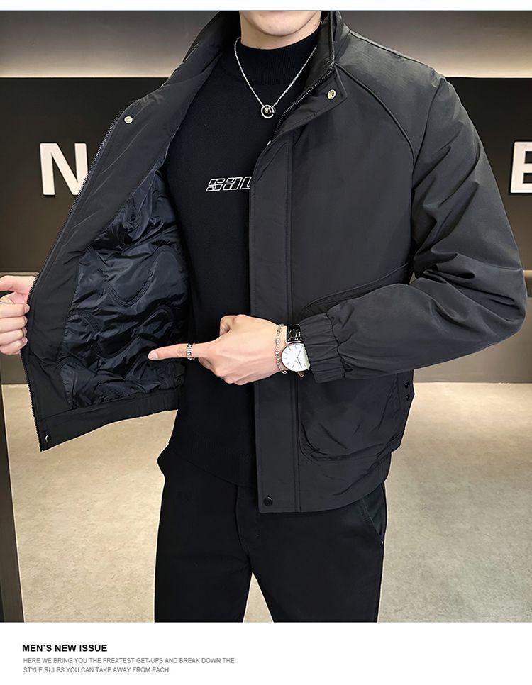 Męska modna kurtka z bawełnianym wypełnieniem - stójka, wszechstronna odzież robocza na wiosnę, jesień i zimę