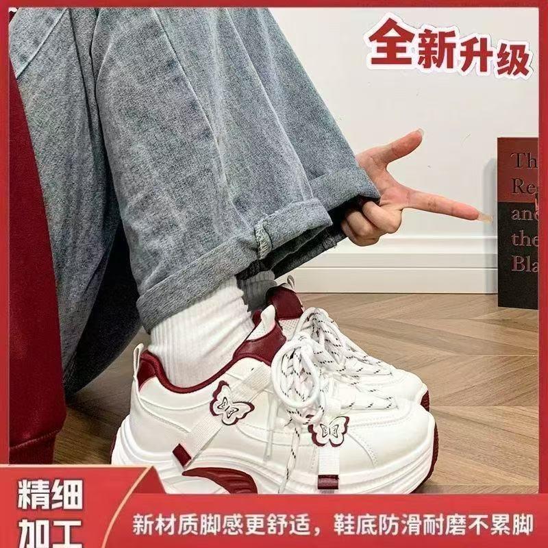 Blue Butterfly Sneakers Women'S Popular Fashion Versatile Casual Shoes Hong Kong Style Platform Dad Shoes Women