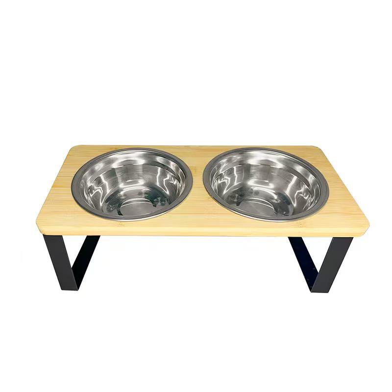 Elevated Double Pet Bowl: Anti-Spill Stainless Steel Bowl for Cats & Dogs, Protects Necks