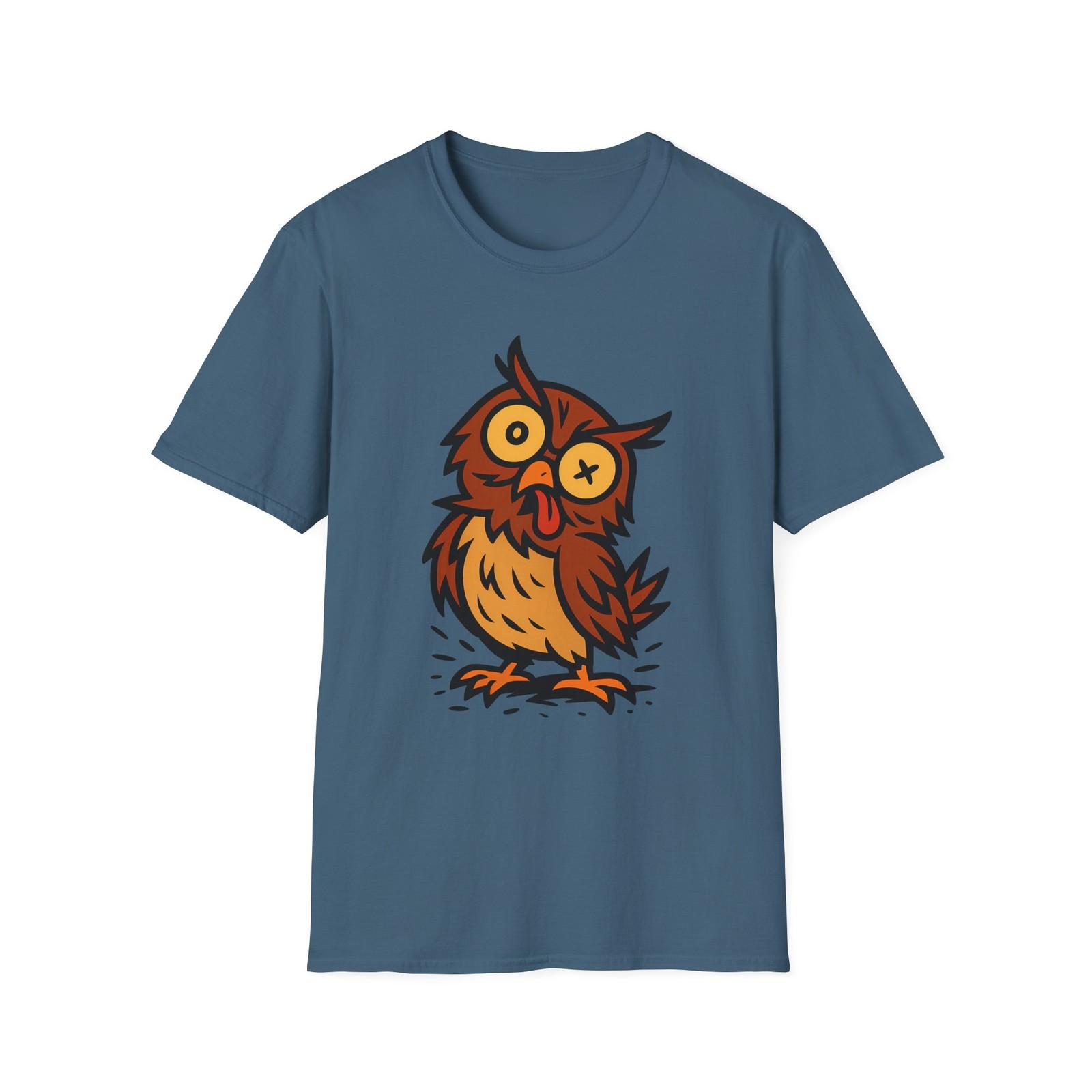 Unisex Softstyle Crazy Owl T-Shirt Mens Womens Tees Top – Funny Cartoon Bird Graphic Tee 3XL