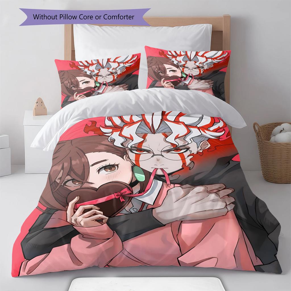 Set Copripiumino Trapuntato con Motivo Anime Federe Decorazione Casa Regalo di Compleanno (1 * copripiumino + 2 * federa, senza nucleo)