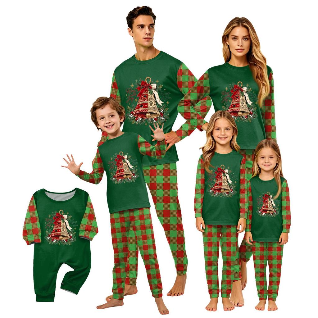 Christmas Print Long Sleeve Pants Family Matching Pajama Set Loungewear for Adults and Kids