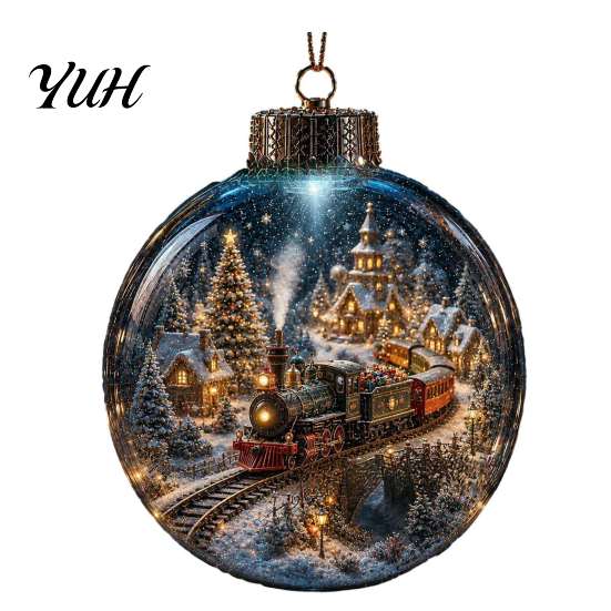 Holiday Keepsake Ornaments Glowing Christmas Ornament with Lanyard, Unique Styles Miniature Glass Pendant LED Tree Hanging Accessories Light,