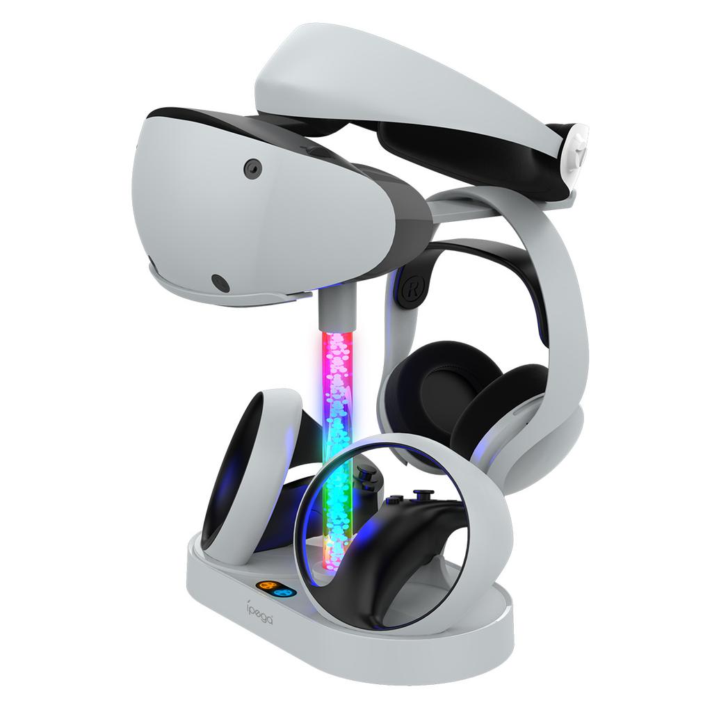 PS5 VR2 Magnetic Charging Dock, PS VR2 Headset & Controller Storage Stand with RGB Lighting, USB Charging Station