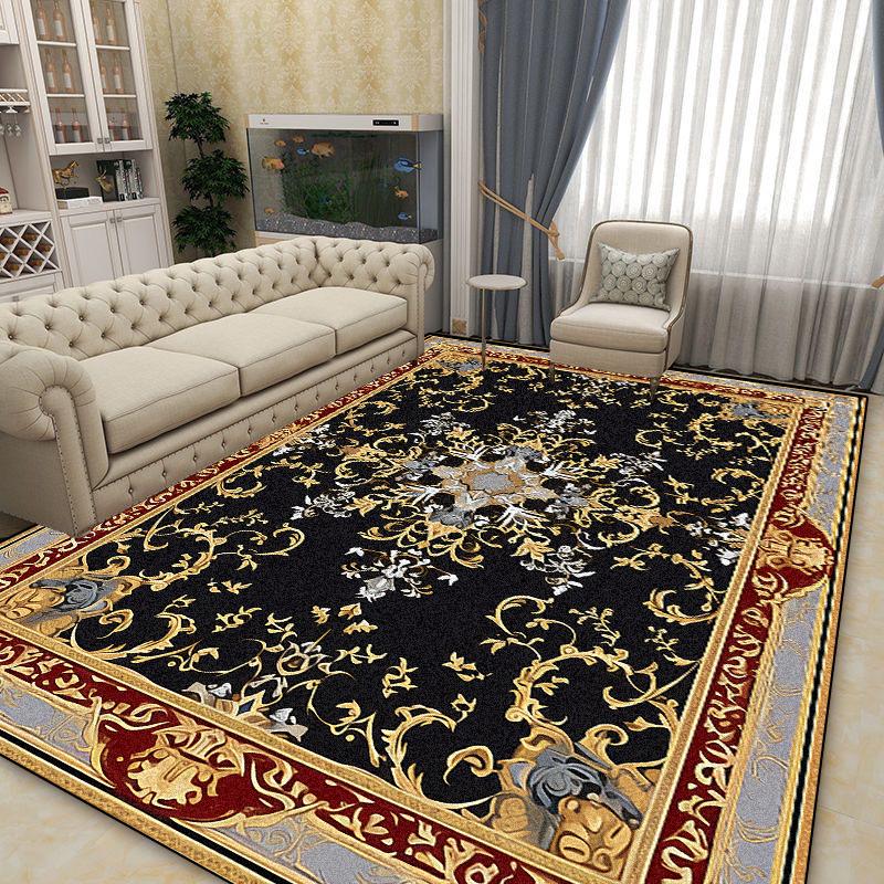 Luxurious Large Area Carpet Living Room Black Gold Decoration Sofa Area Non-slip Floor Mat Home Bedroom Cloakroom Rugs 200x400cm