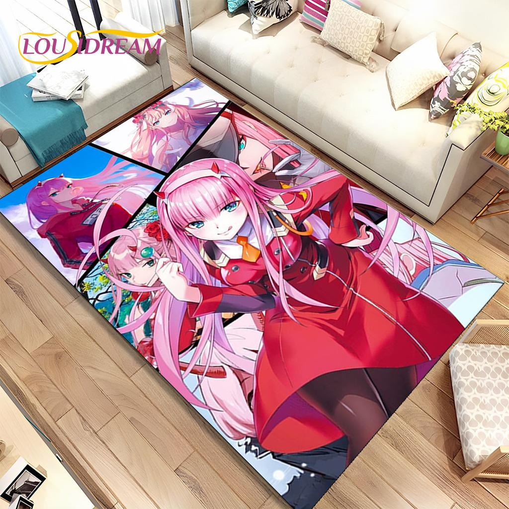 Alfombra de área de anime Zero Two DARLING In The FRANXX, Alfombra para sala de estar, dormitorio, sofá, felpudo de decoración, Alfombra de suelo antideslizante para niños