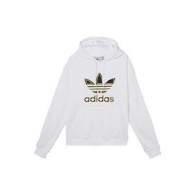 adidas Felpa con Cappuccio con Coulisse con Logo Metallico Trifoglio Originals Uomo Felpa Bianca GT4359