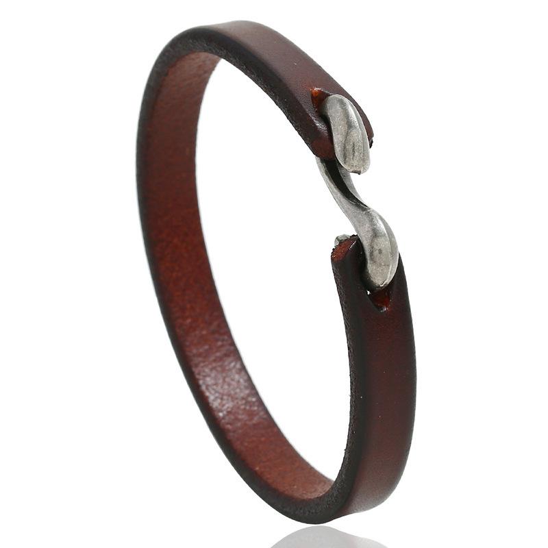 Stylish Punk Rock Retro Distressed Leather Bracelet - Simple & Unique Men's Genuine Cowhide Accessory