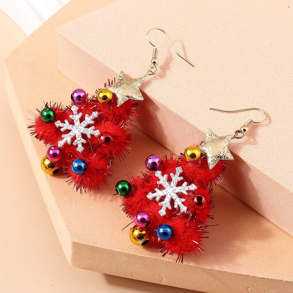 Xmas Tree Christmas Drop Earrings Party Festival Wreath Circle Earrings New Year Earrings  Holiday