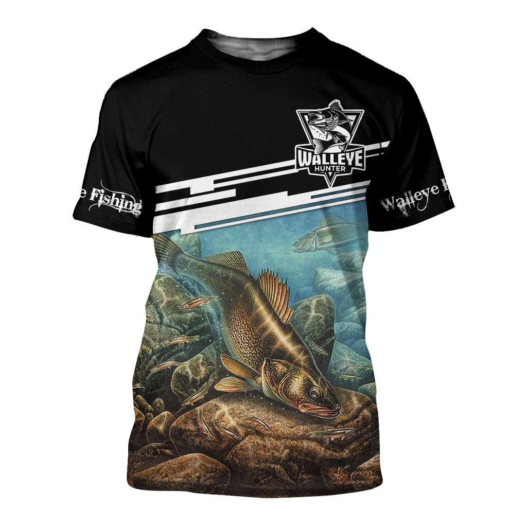 BASS Fishing Print T-shirt for Men 3D Fashion Fish Hunter Round Neck Top Men Women Casual Outdoor Short Sleeve Tees Clothing