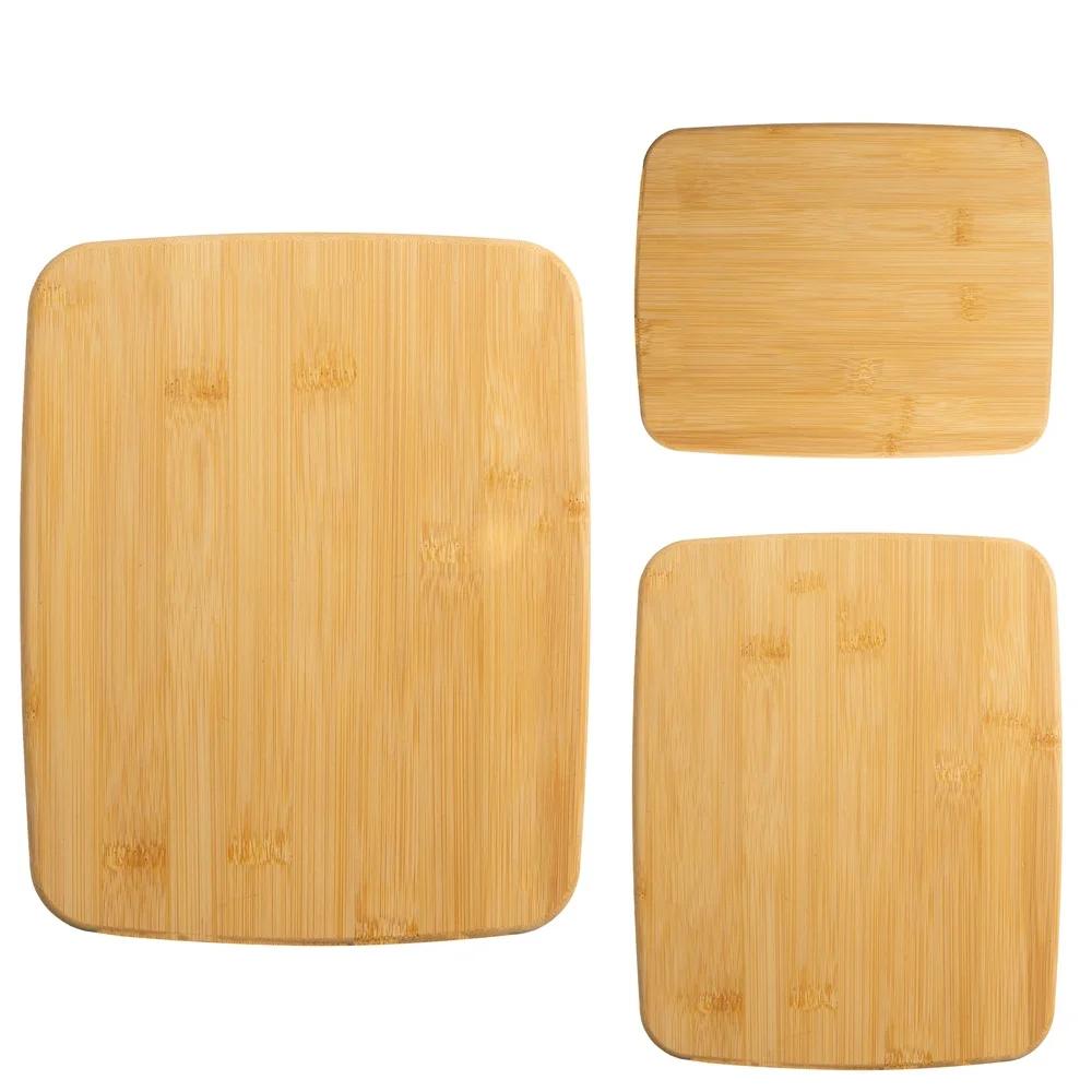 3 Piece Bamboo Cutting Board Set Eco Friendly Reversible Kitchen Boards Durable Elegant Oval Design Versatile Chopping Slicing