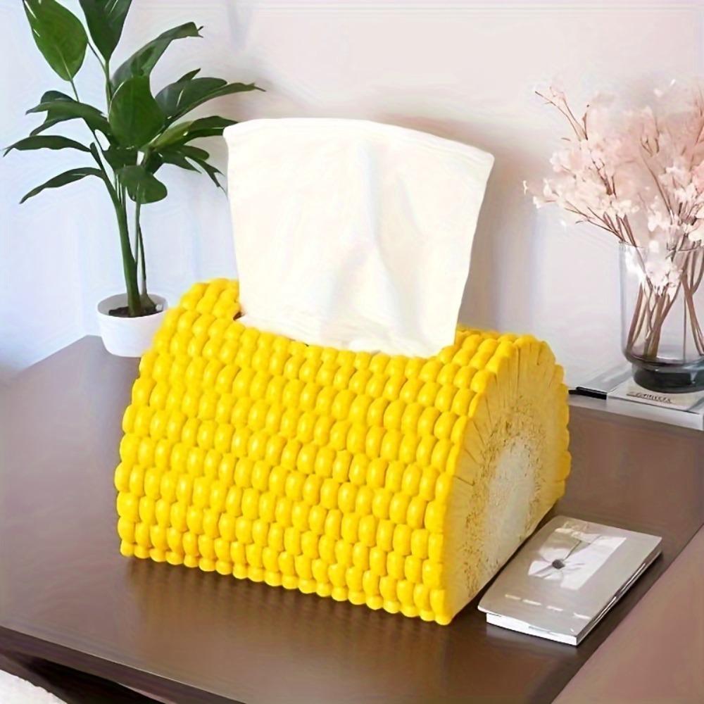 1PC Corn Design Tissue Box Holder Durable Plastic Home Decor for Living Room Dining Table Unique Storage Organizer Tissue Holder