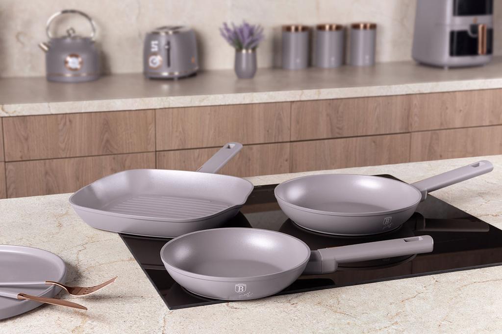 Set Of 3 Titanium Frying Pans Berlinger Haus Bh-8109 Taupe