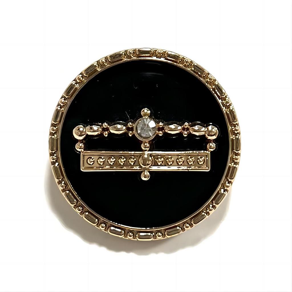 6Pcs Round Flower Shape Metal Luxury Brand Sewing Buttons Clothing Accessories Handmade Diy Material Decoration Gold Black  Blue