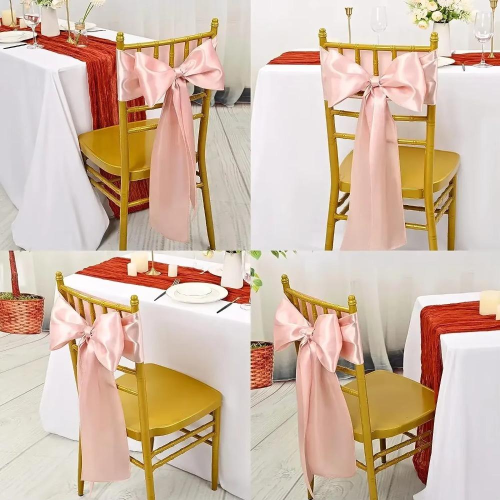 5pcs Colorful Satin Wedding Chair Sashes 275cm Chair Back Ribbon  For Party Event Hotel Banquet