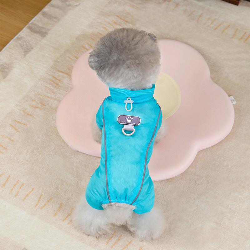 Spring dog clothes simple outdoor four-legged leather label sunscreen clothes small dog than bear teddy thin pet clothes