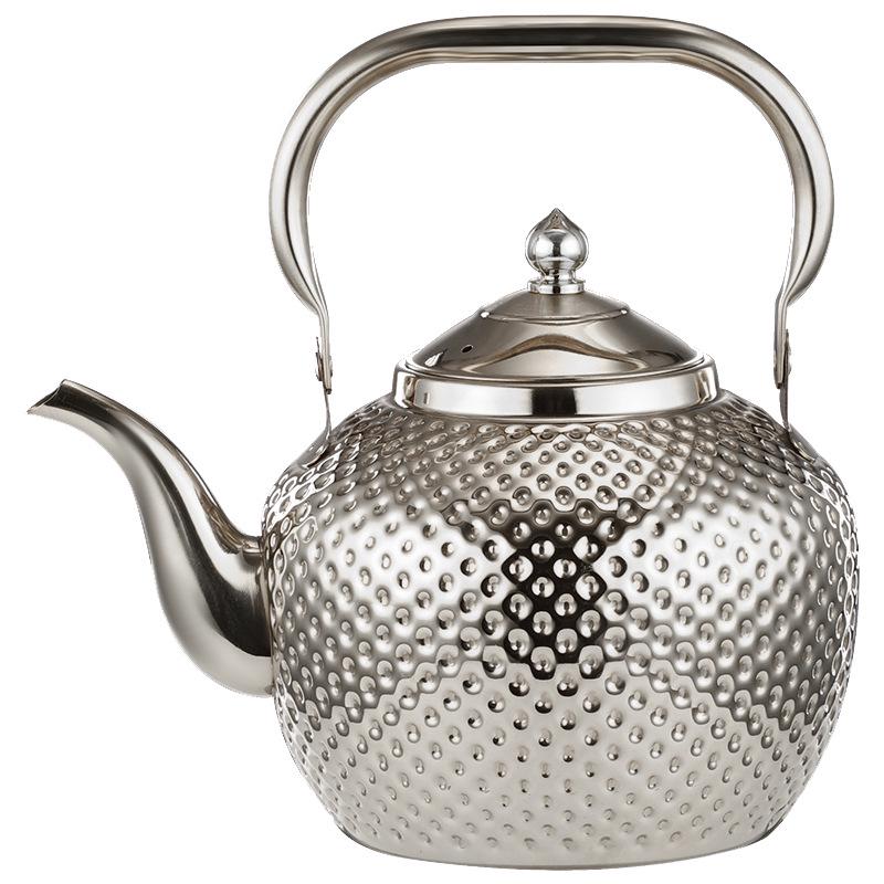 Gold Spherical Stainless Steel Kettle with Hammered Texture - Large Capacity for Hotels and Restaurants.