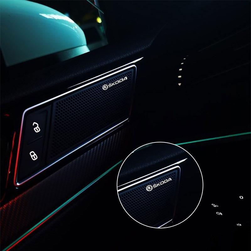 2/4Pcs 3D Aluminum Car Audio Speaker Decorate Badge Sticker For Skoda Octavia Fabia A7 Kamiq Kapoq Kodiaq Rapid SCALA Superb Yeti Derivati