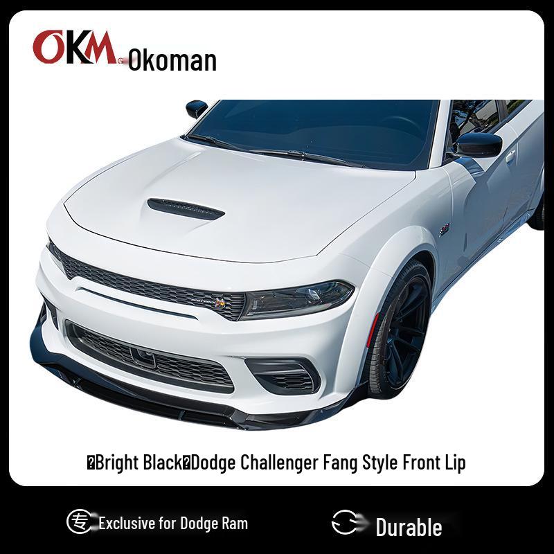 Dodge Charger Widebody Front Lip 2015-24 SRT Double Layer Style Corner Trim Spoiler Glossy Black [Double Layer Style]