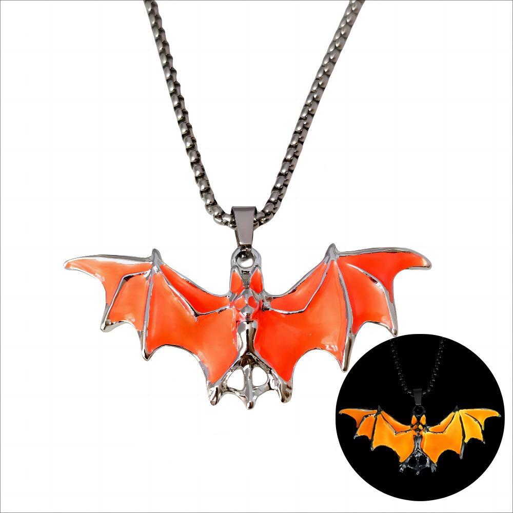 Bat Halloween Necklace Punk Style Hip Hop Neck Chains Unique Luminous Pendant Necklace  Gifts