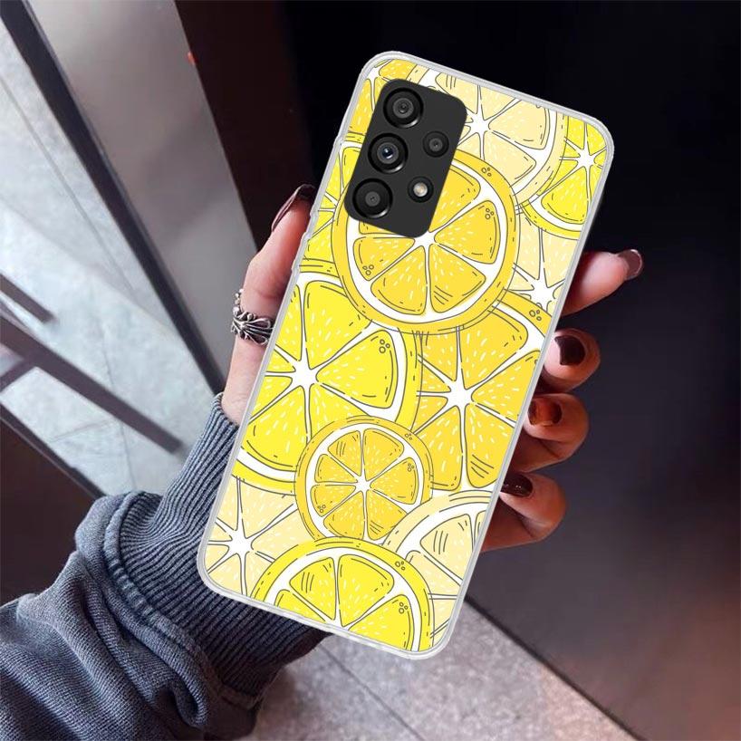 Summer Fruits Lemon Phone Case For Samsung Galaxy A12 A52S A42 A32 A22 A51 A50 Note 20 Ultra 10 S10 Plus A71 A70 A31 A30 A10S Ga