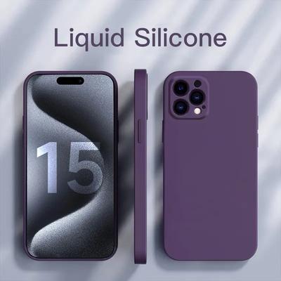 Soft Square Liquid Silicone Phone Case For iPhone 15 Pro Max Plus 15Pro 15Plus 15Pro Max Shockproof TPU Full Back Cover Shell