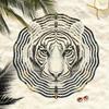 Mandala Lasergeschnittener Windspinner Outdoor Gartendekor Weißes Tiger Muster 2D Dynamisches Metall Windspiel Hängend Rotierend Klassischer Stil mit