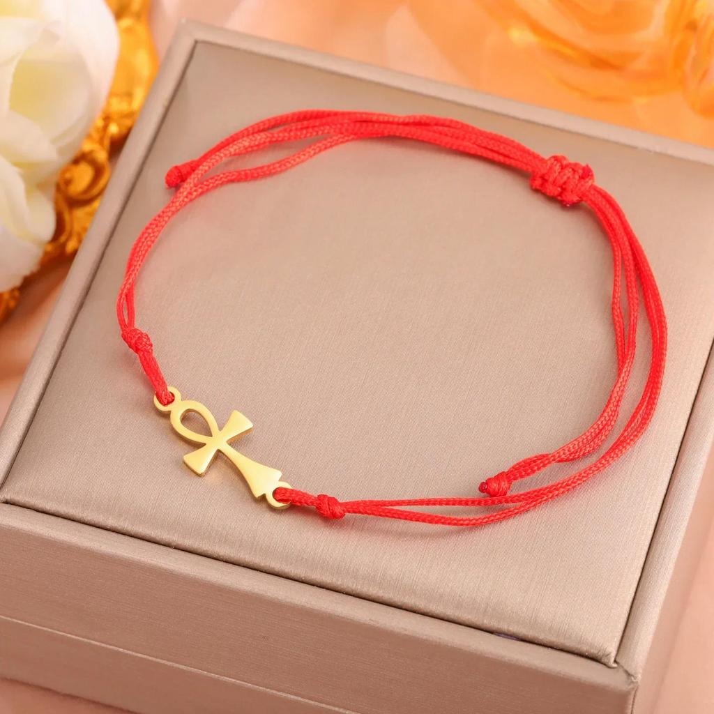 Vintage Pendant Charm Bracelet Amulet Talisman Ankh Cross Women Stainless Steel Egypt Egyptian Key Life Religious Jewelry Gift