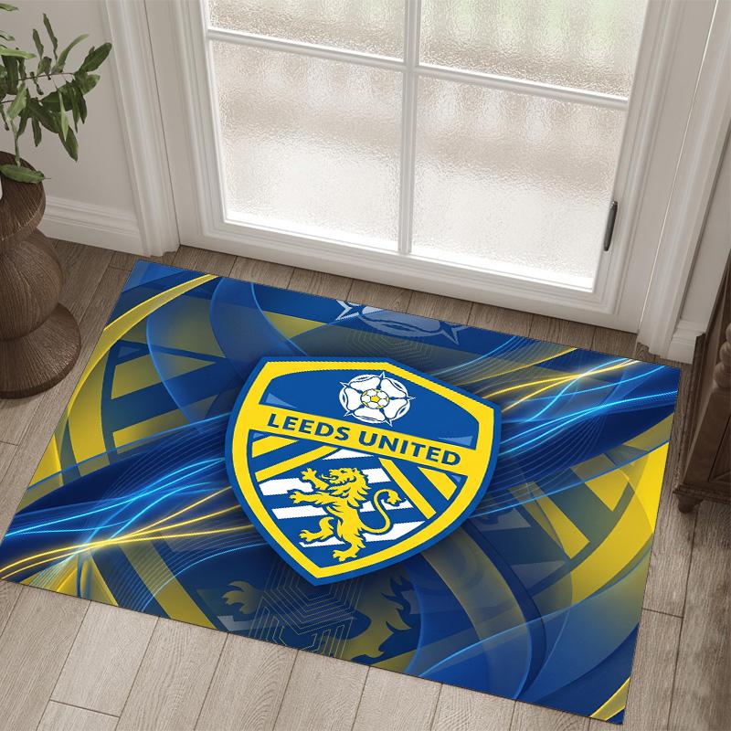 Design Calcio Leeds United Tappeto in Velluto di Cristallo Accogliente Non?Tappeto Stampato Antiscivolo per Camera da Letto Soggiorno Ingresso