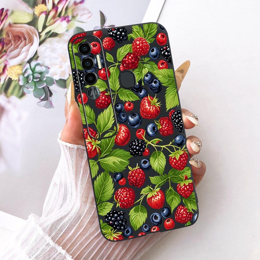 

Case For Tecno Spark 7 Pro Phone Cover for Tecno Spar 7P KF7j Spark7 7T Soft Silicone TPU Black Butterfly Painted Flower Fundas Tecno Spark 7