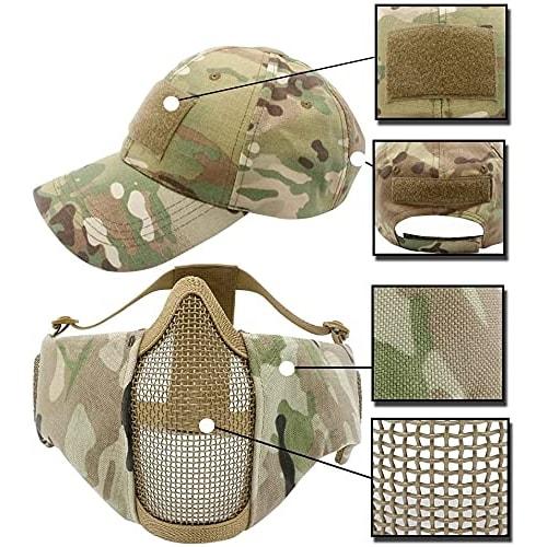 Airsoft Face Guard, Goggles, Hat, and Protector Mask Set with Mesh Ear Protection, 3-Band Design, Stable, Fog-Free, Breathable, Lightweight, Windproof