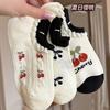 Summer Pumps Socks Boat Socks Cute Cherry Mesh Invisible Cotton Socks Thin Trendy Sweat-Absorbing Socks