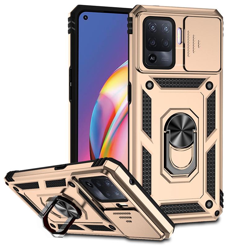 

Чохол для OPPO Reno 5 Lite з бічним об єктивом камери, ударостійкий броньований чохол для OPPO A94 4G Reno5 Lite 5F, магнітне кільце-тримач, захисний чохол For OPPO Reno 5 Lite золотий