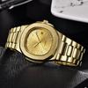 Goldene Herren Markenuhren Mode Freizeit Edelstahlarmband Business Datum Quarz Armbanduhr Relogios Masculinos