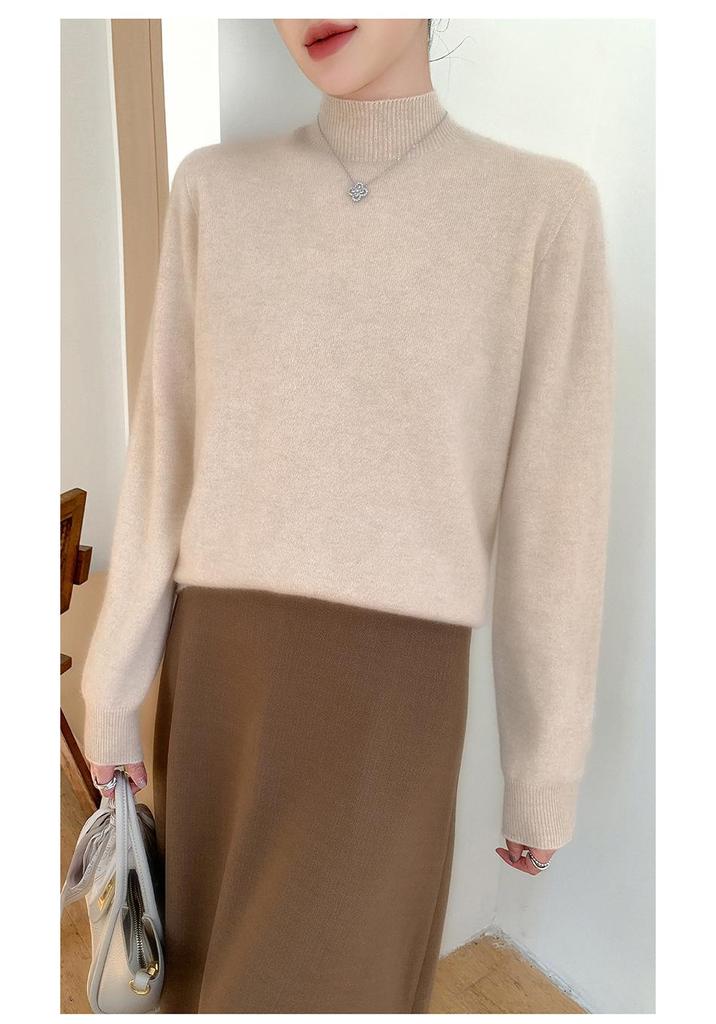 Luxury Women's Cashmere Half-High Collar Sweater, Light and Skin-Friendly, Perfect for Autumn and Winter