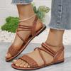 Women's Sandals Summer Korean Version Net Red Wear Fashion Versatile Woven Flat Fairy Roman Sandals