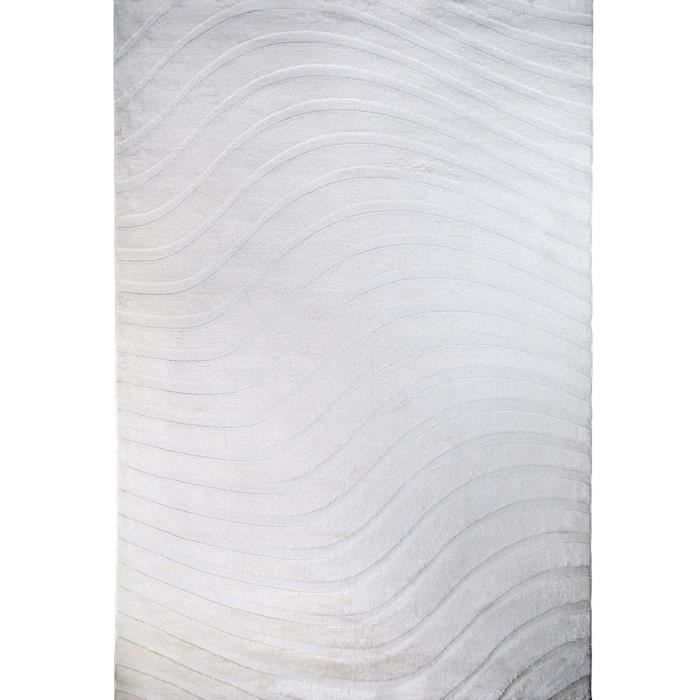 Extra-soft White Curved Relief Rug 190x290